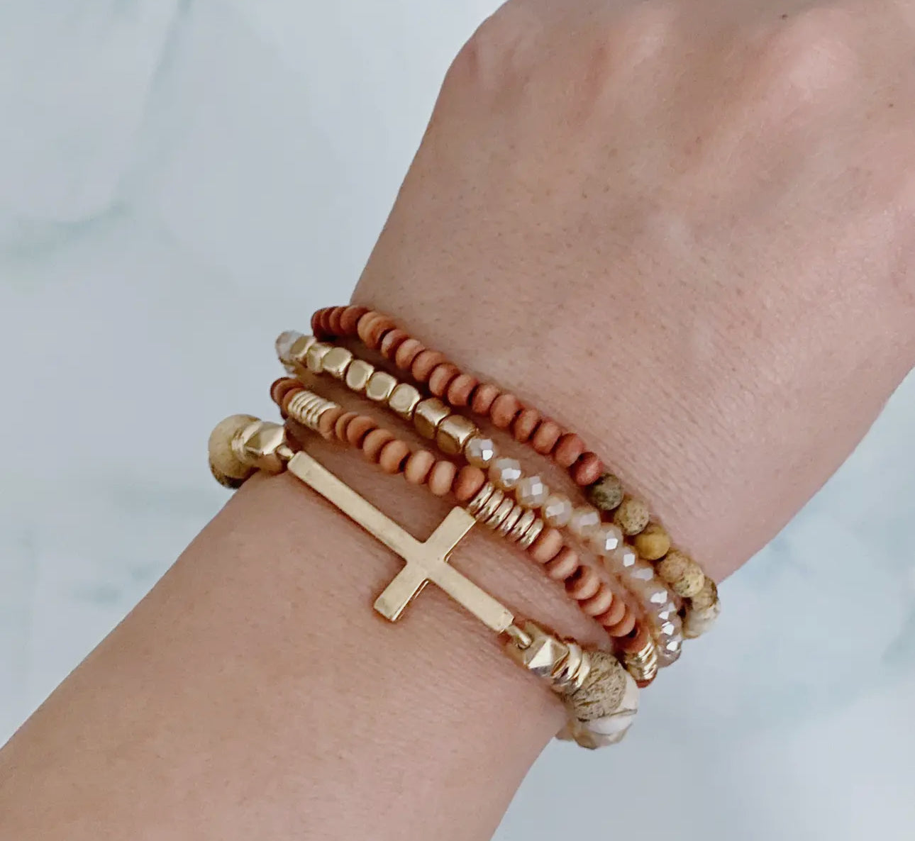 The Cross Beaded Bracelet (2 Colors)