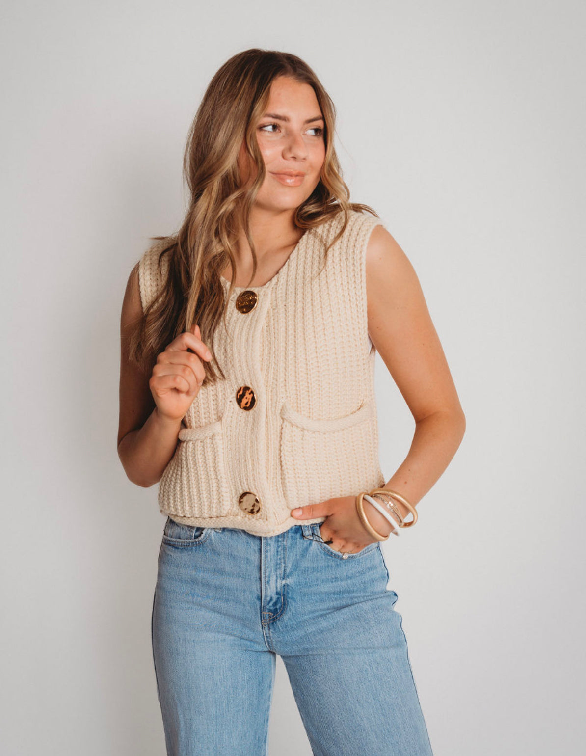 The Blair Button Up Sweater Vest