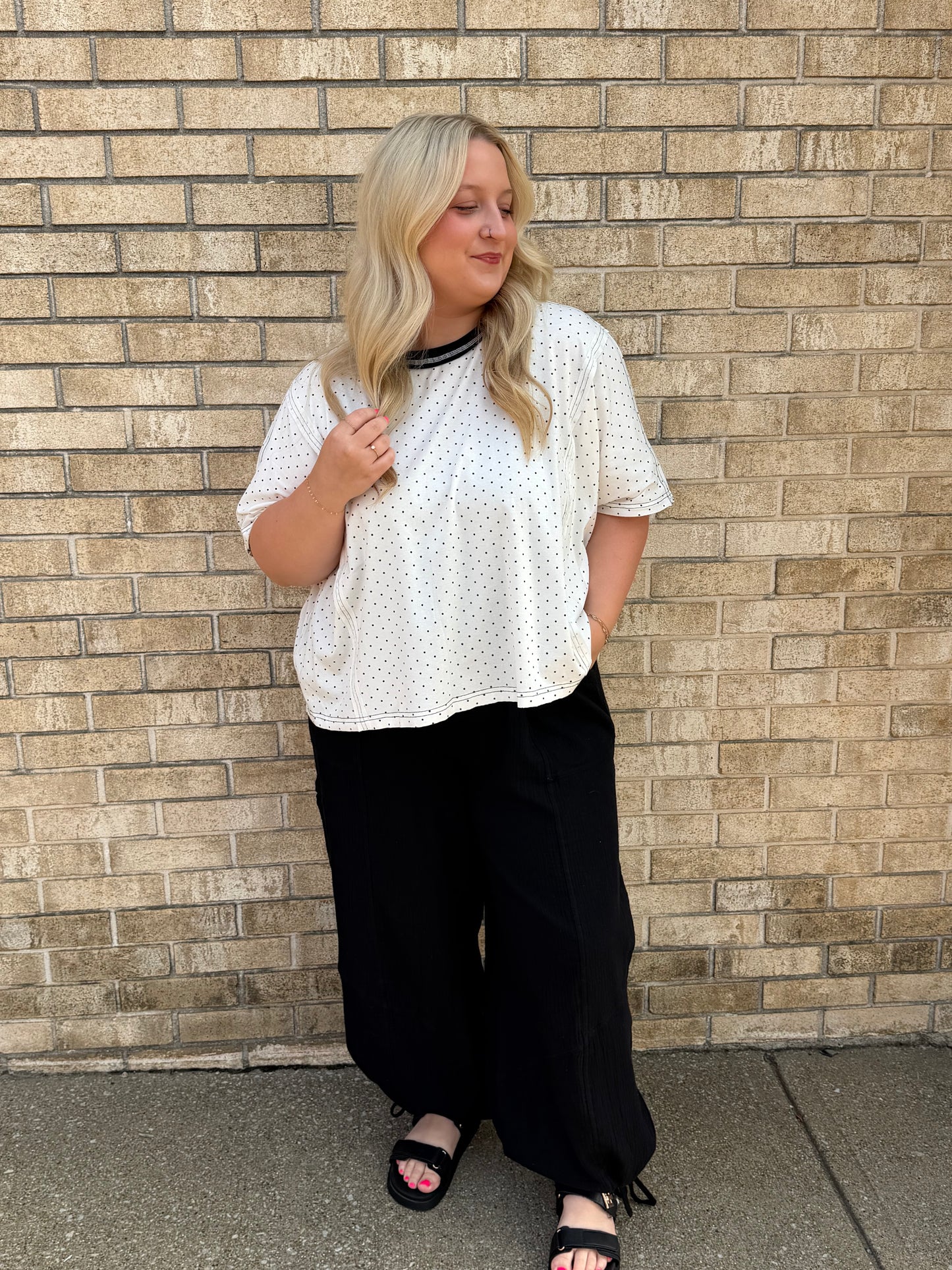 The Knit Polka Dot Oversized Top