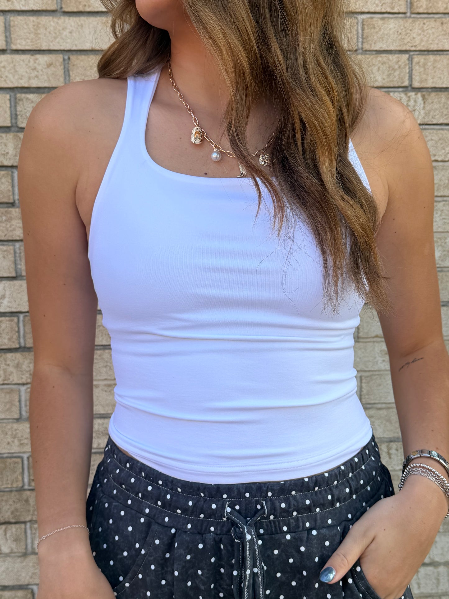 The Seamless Double Layered White Tank