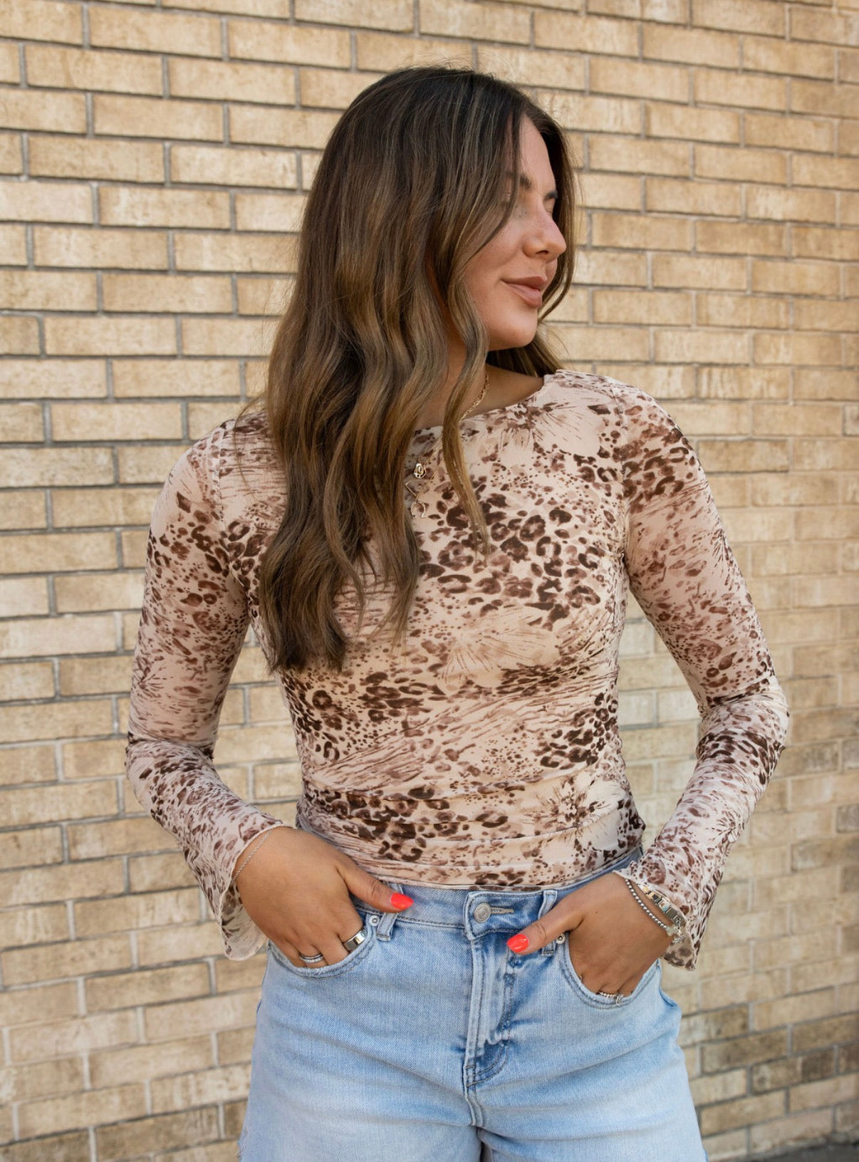 The Floral Leopard Mesh Long Sleeve