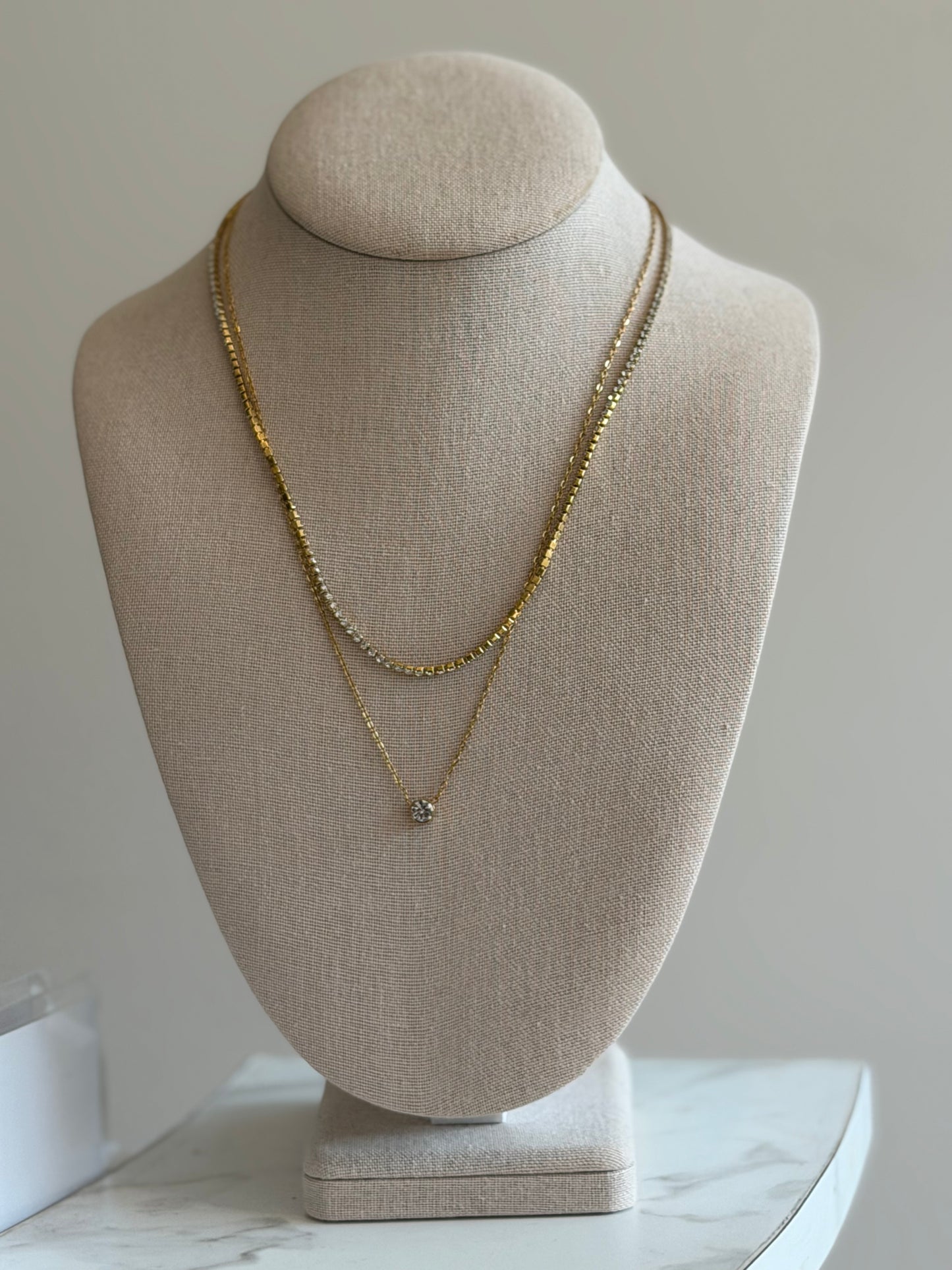 The Sparkle Gemstone Double Layer Necklace