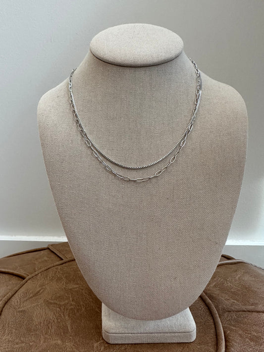 The Double Chain Silver Necklace