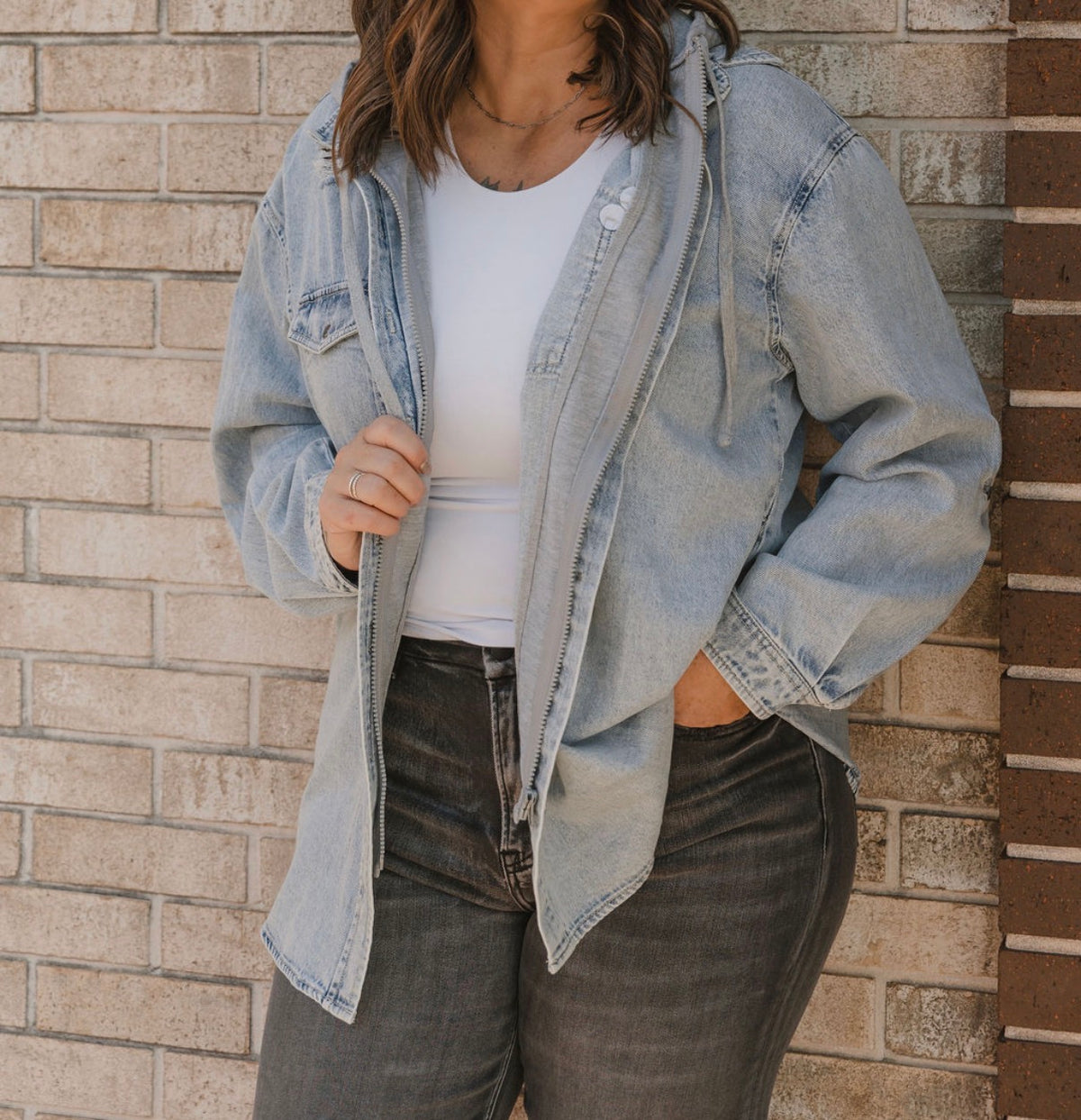 The Hooded Denim Zip Up