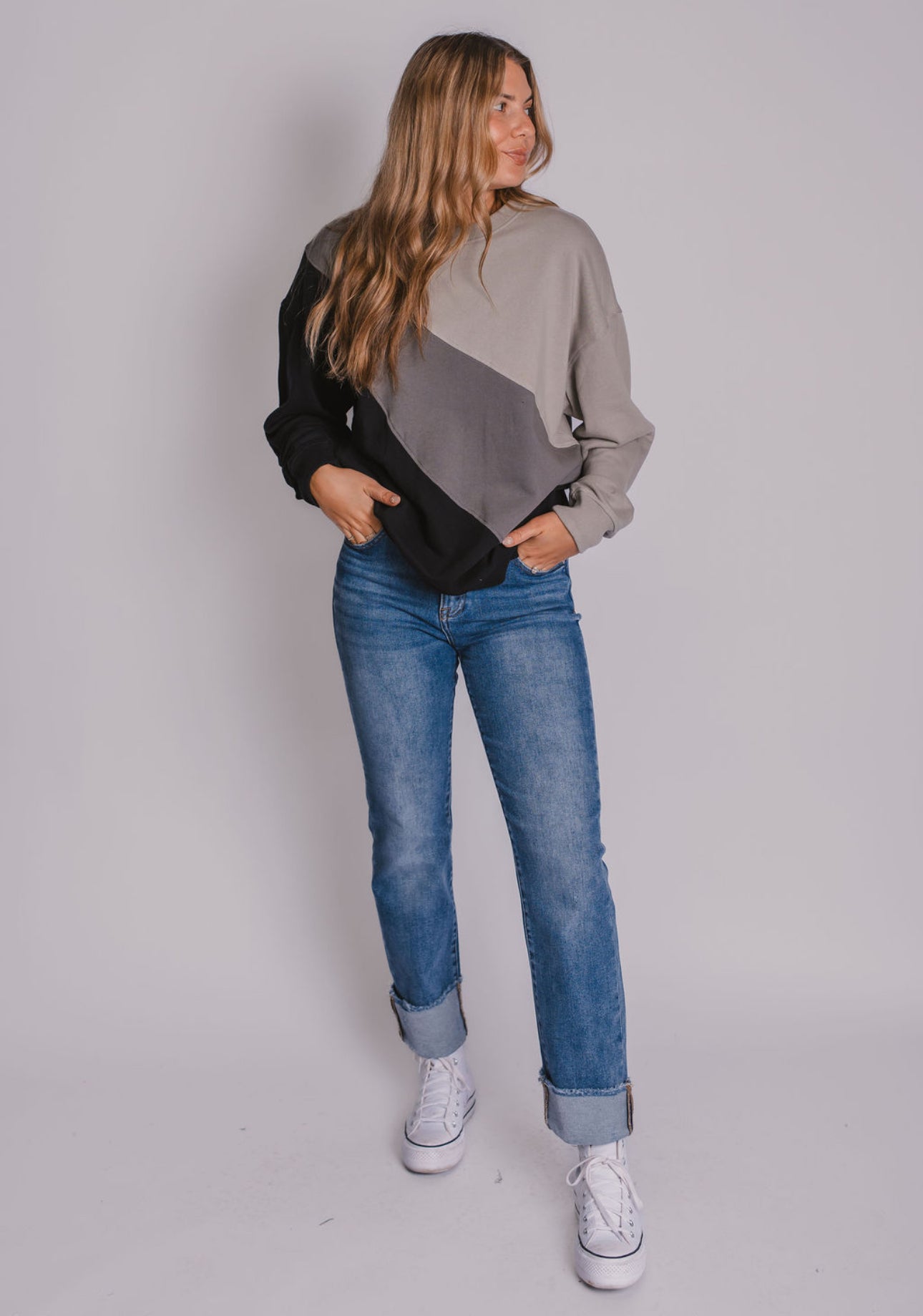 The Haley Color Block Crewneck