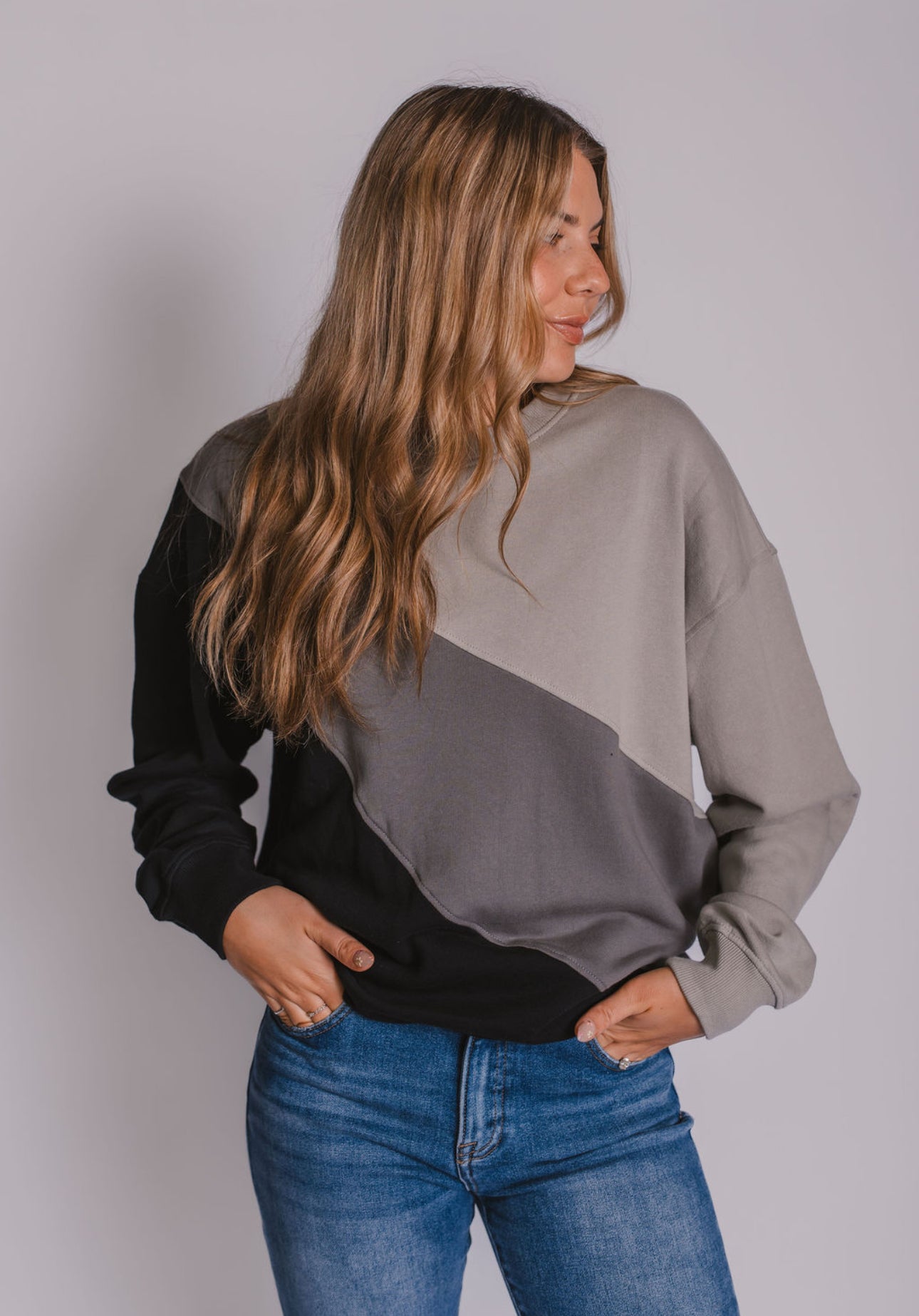 The Haley Color Block Crewneck