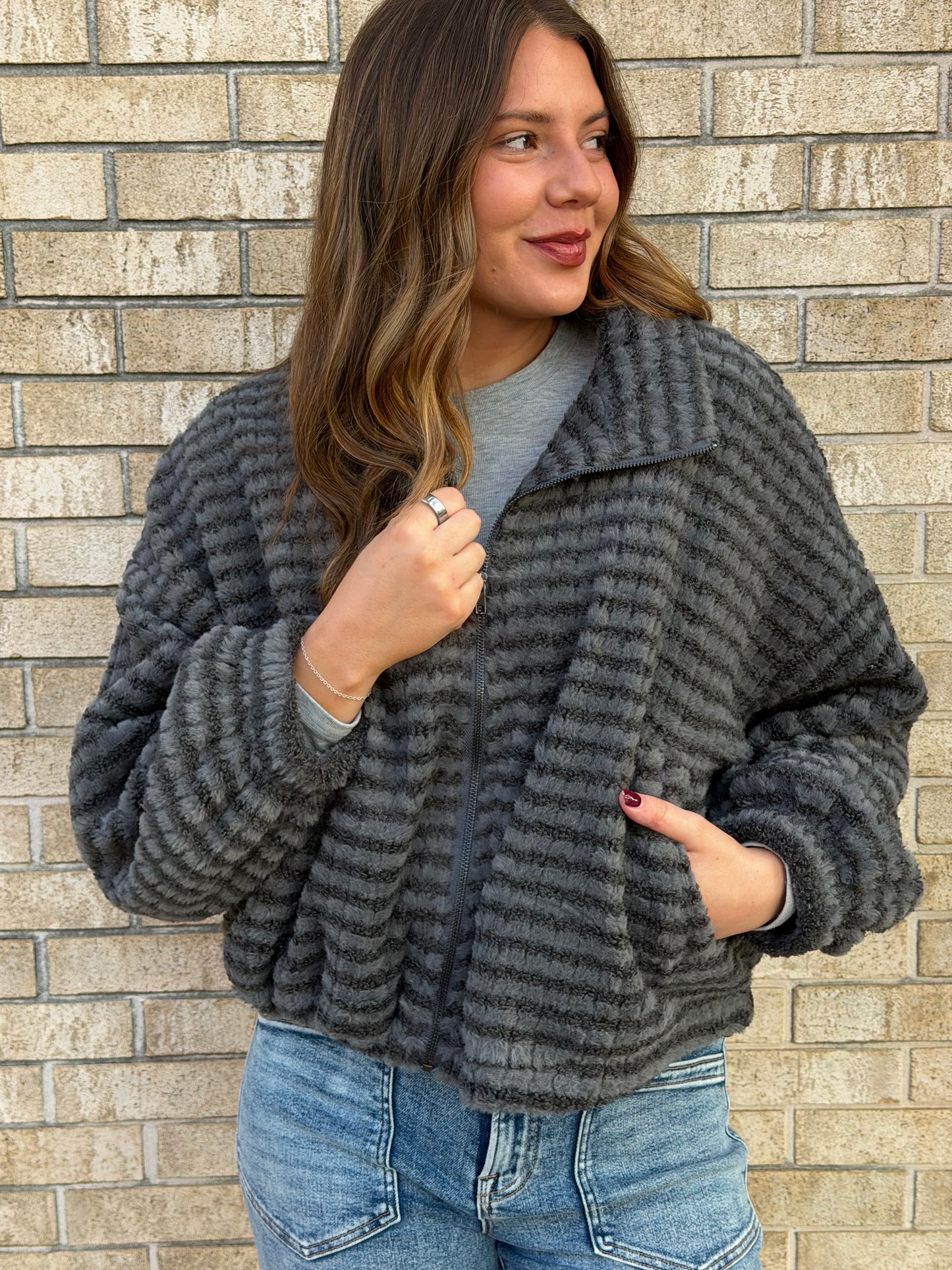 The Cozy Charcoal Zip Up