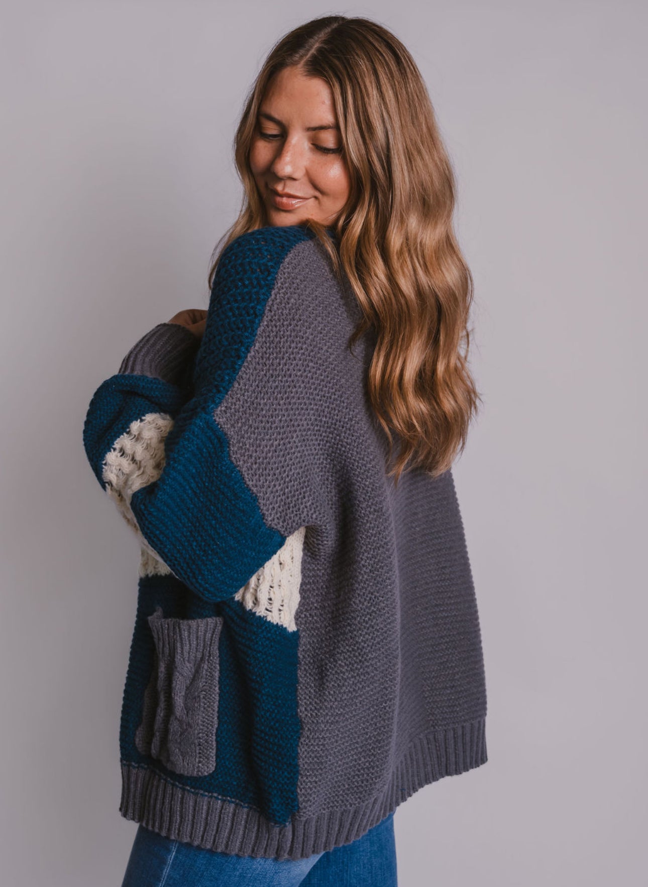 The Puff Sleeve Color Block Cardigan