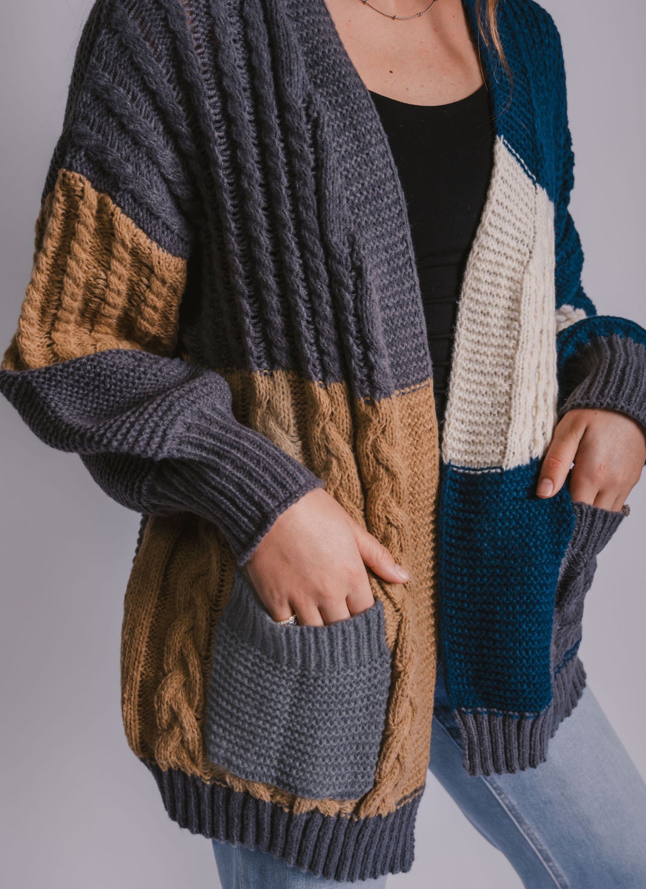 The Puff Sleeve Color Block Cardigan