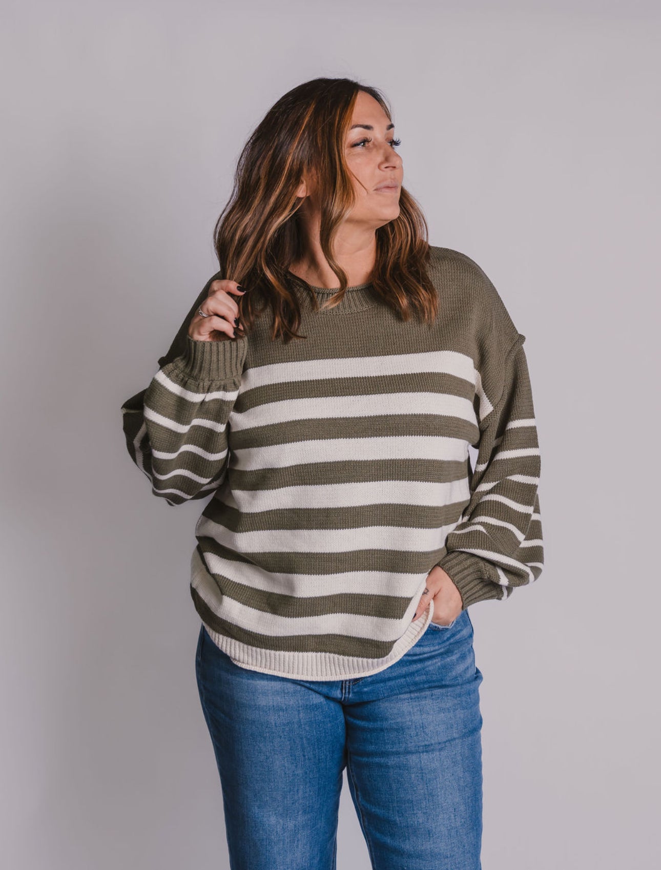 The Olive Striped Sweater