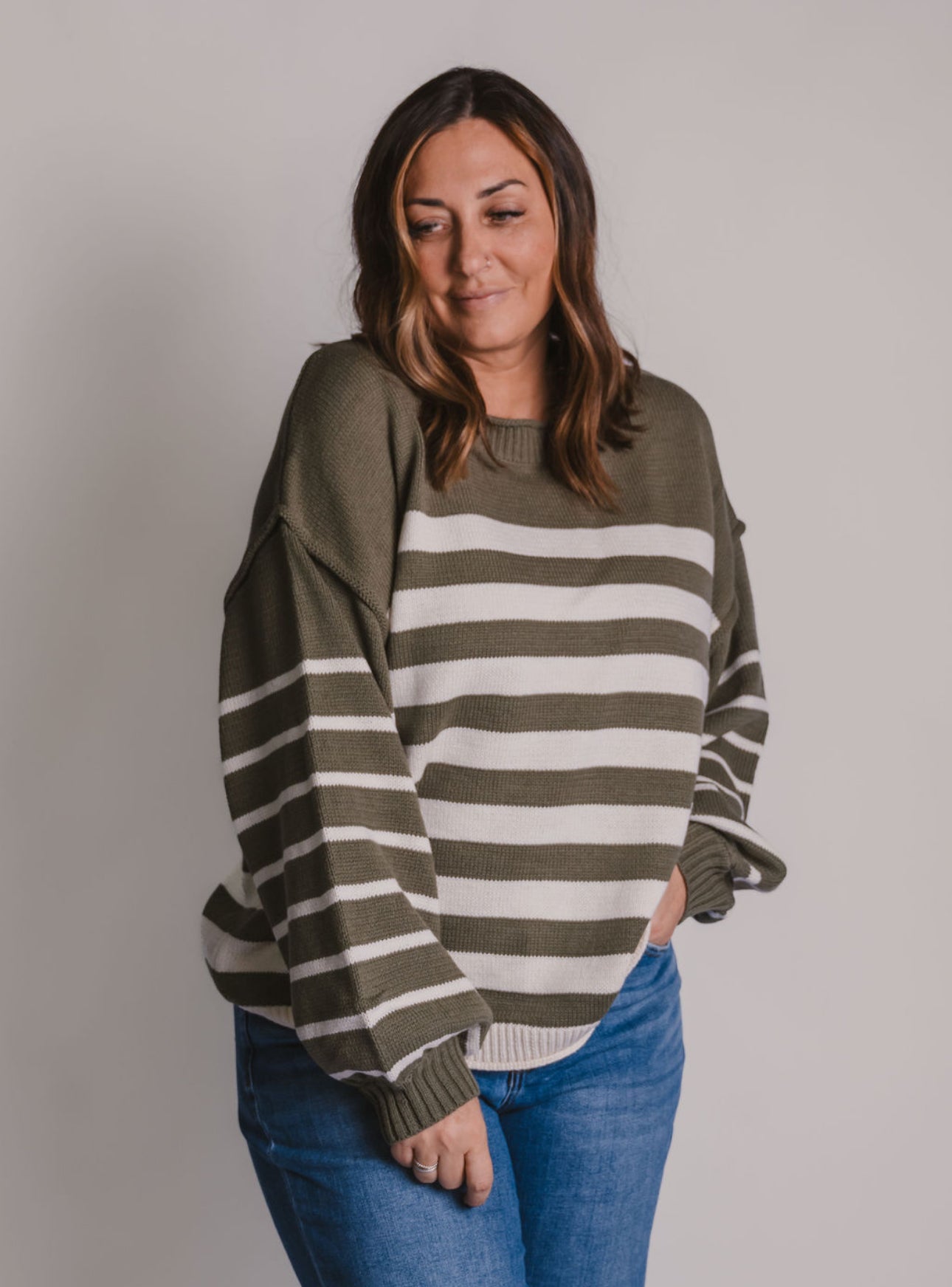 The Olive Striped Sweater