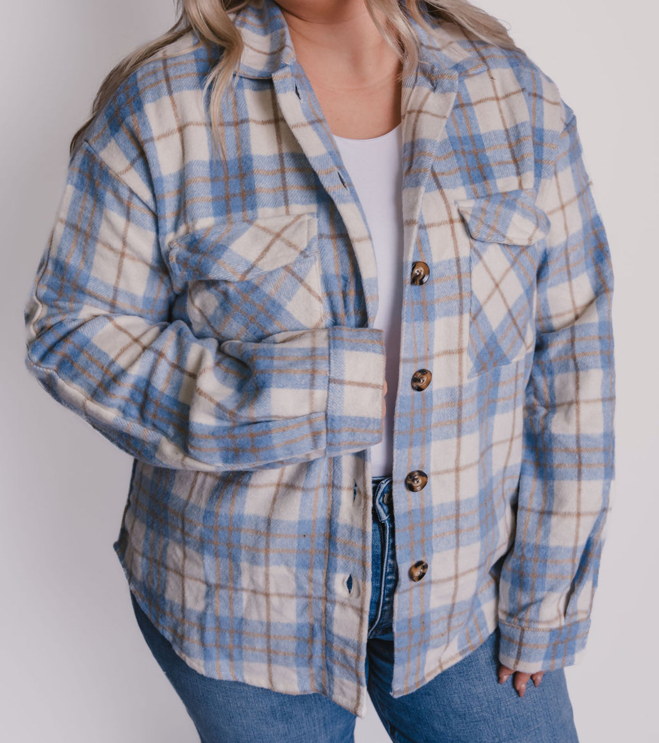 The Cozy Cream & Blue Shacket