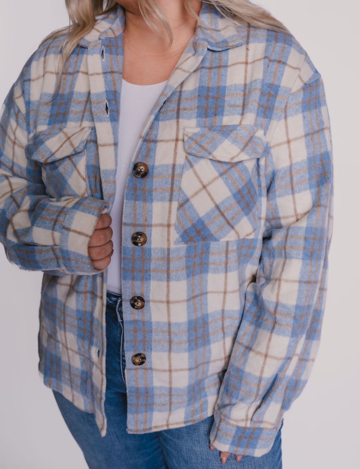 The Cozy Cream & Blue Shacket