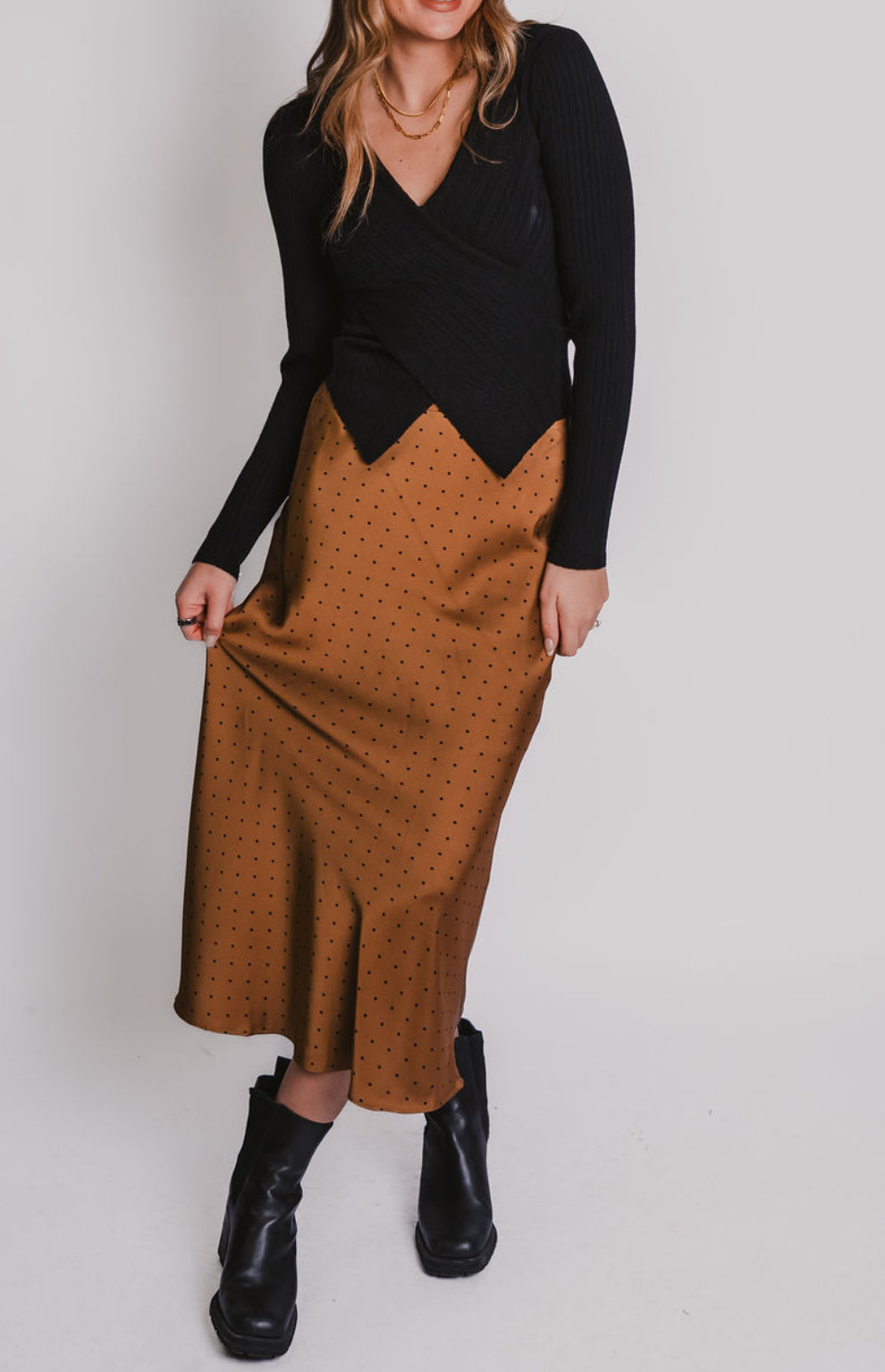 The Polka Dot Satin Skirt