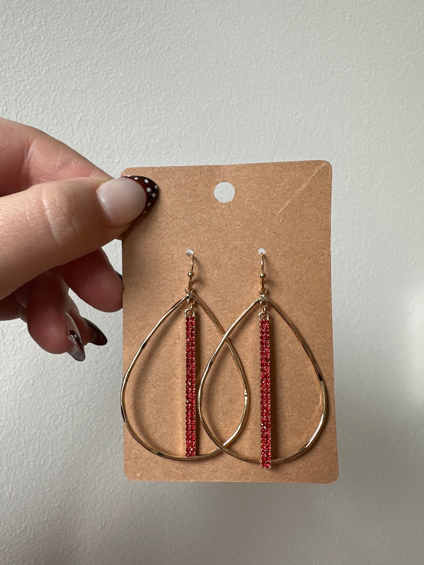 The Teardrop Red Stoned Earrings