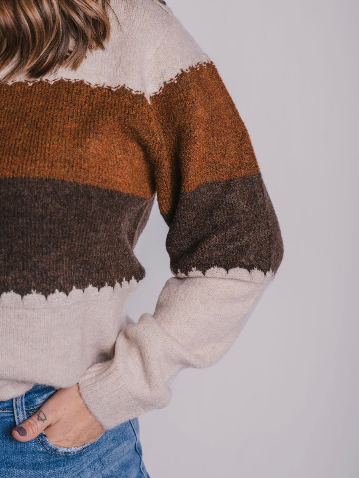 The Color Block Button Detail Sweater
