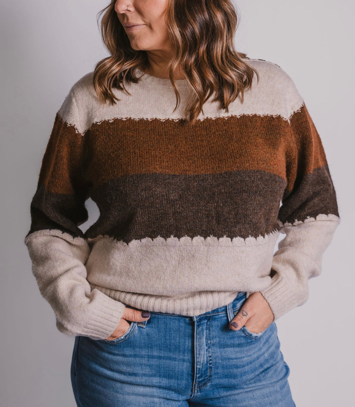 The Color Block Button Detail Sweater