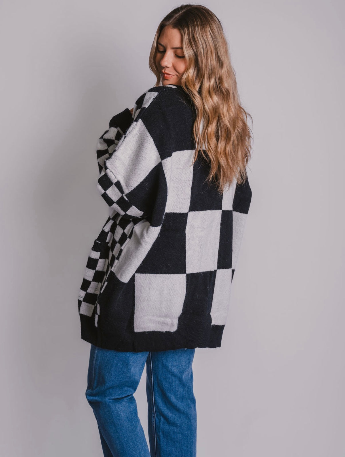 The Oversized Checkered Cardigan