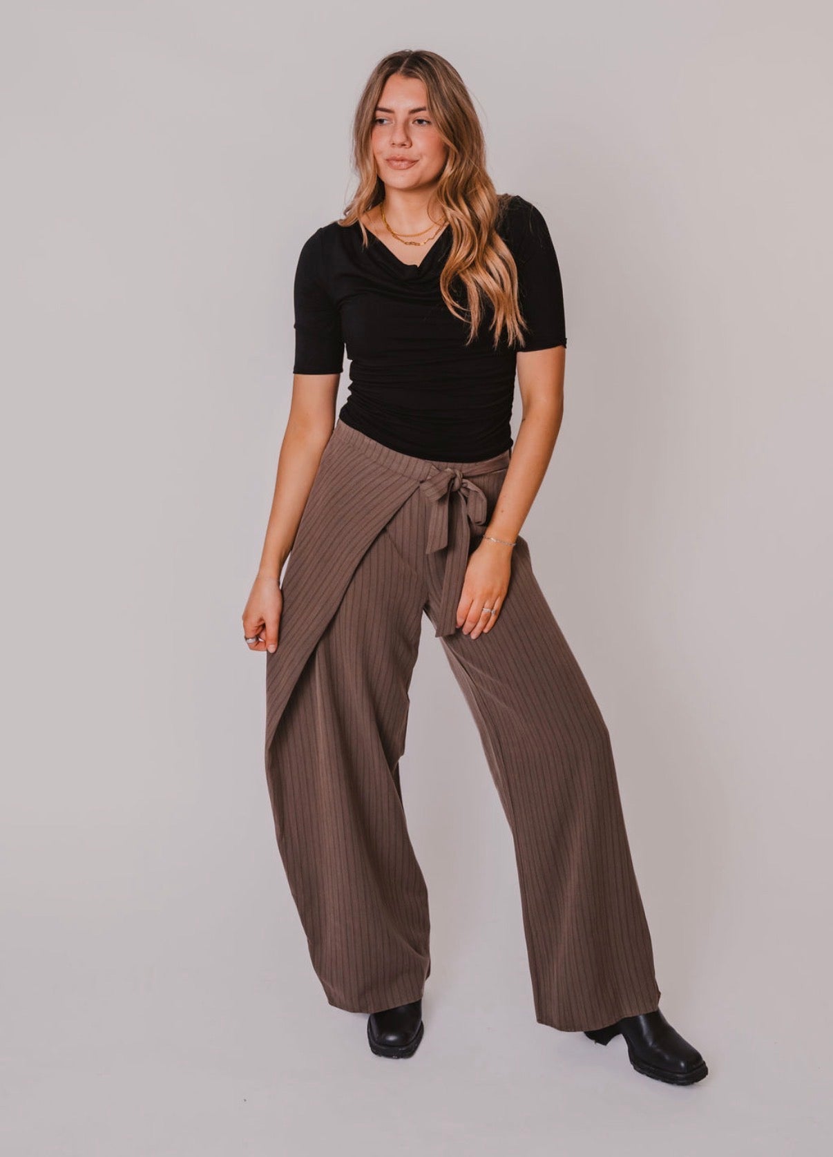 The Wrap Front Mocha Pants