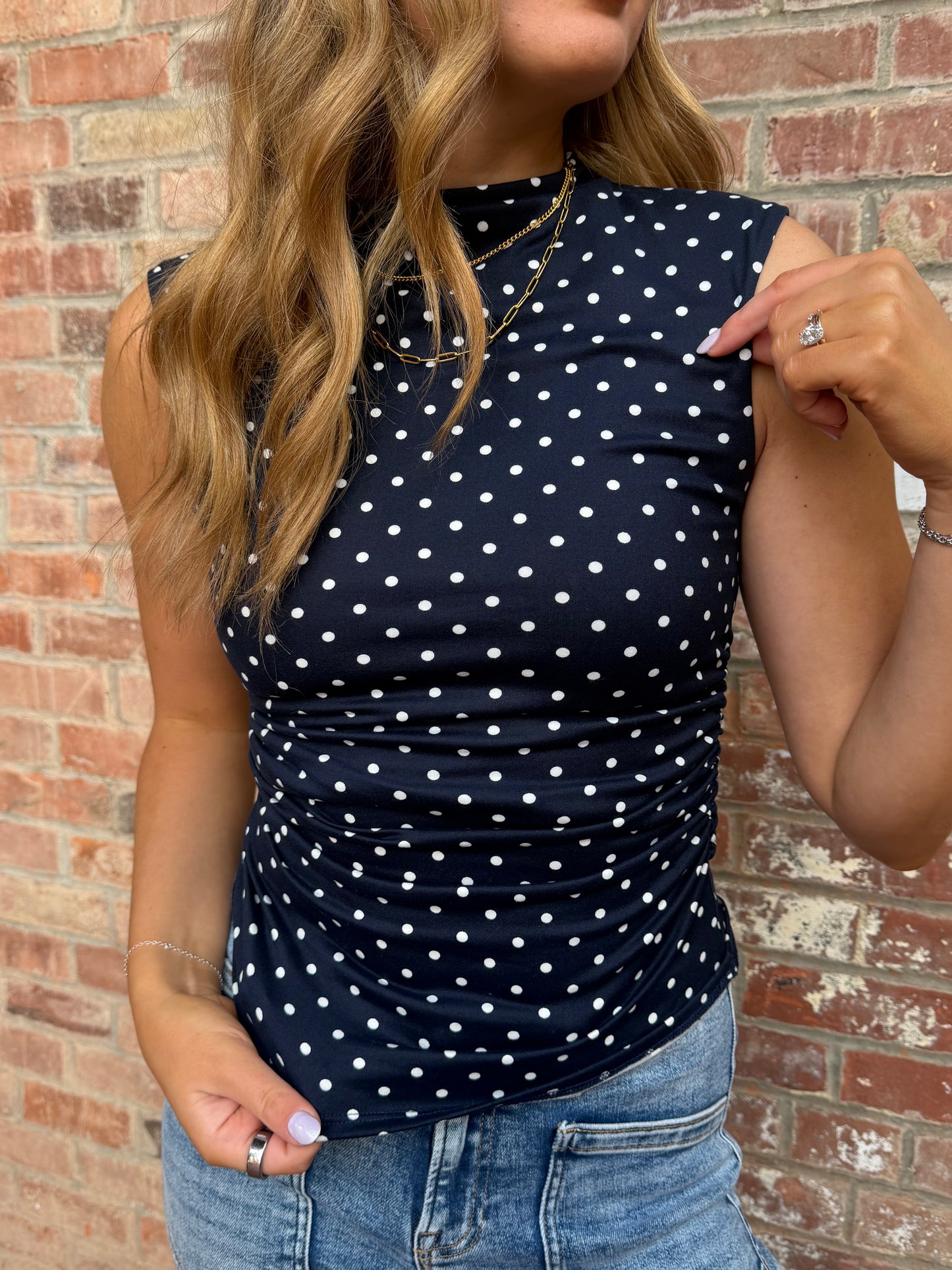 The Sleeveless Polka Dot Top