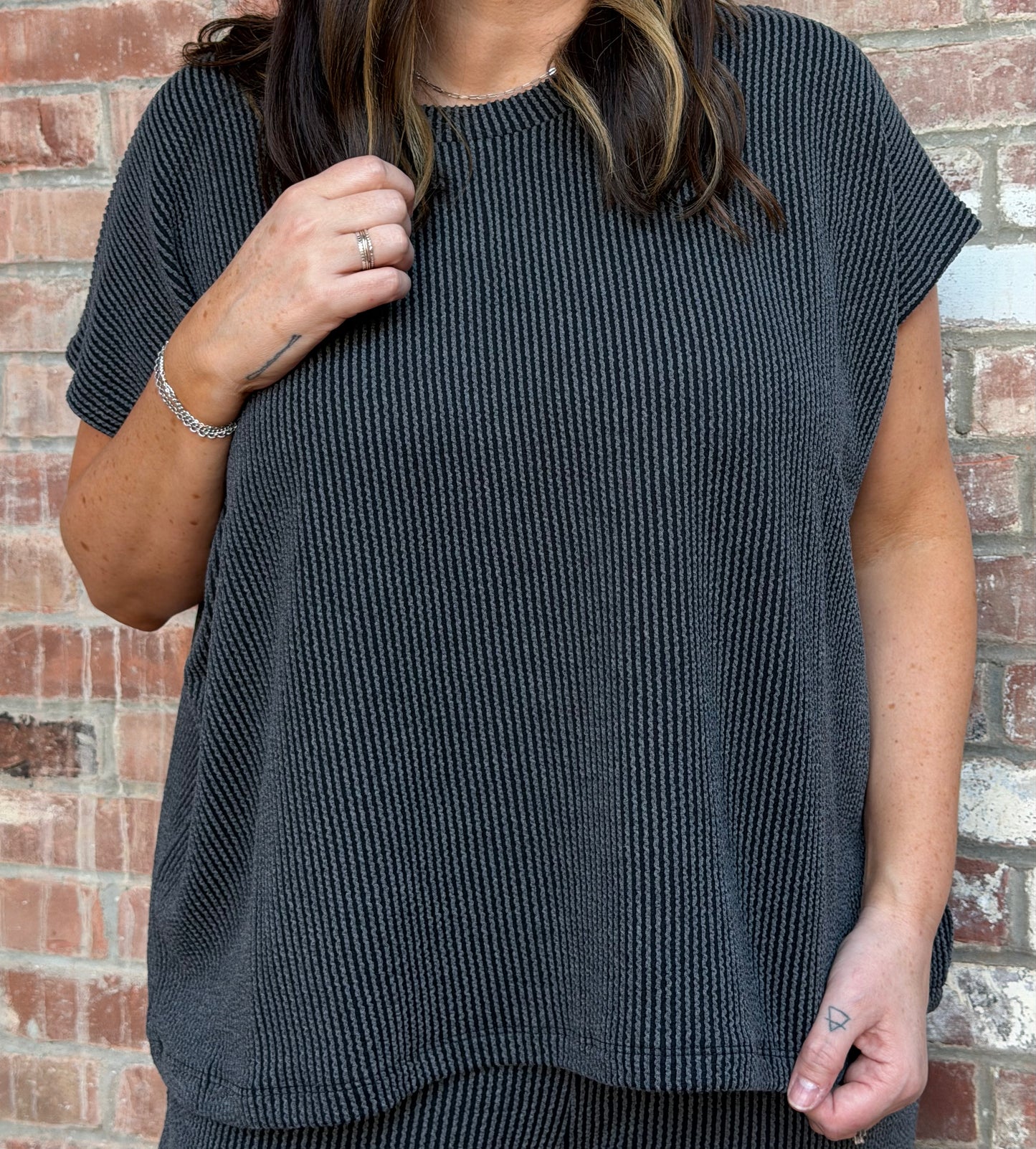 The Charcoal Ribbed Set