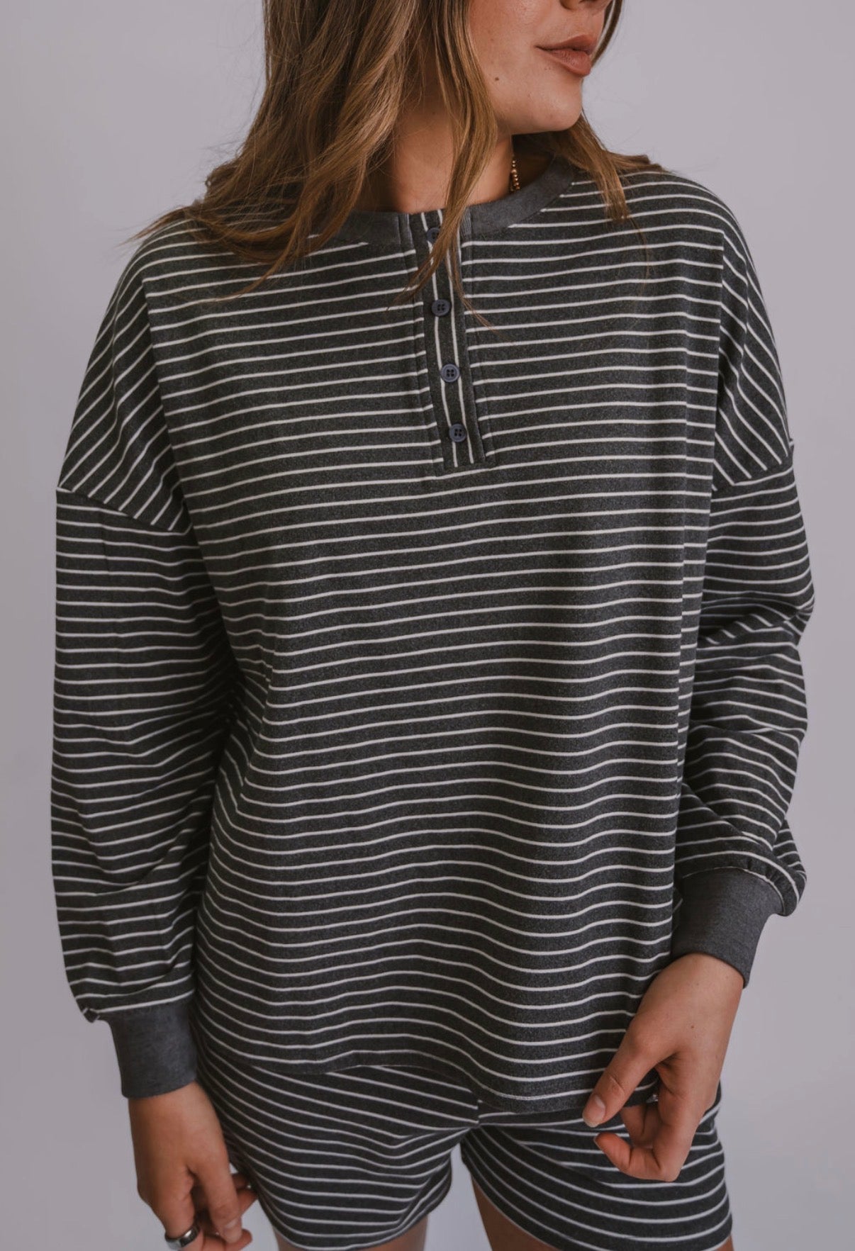 The Charcoal Striped Two Piece Set