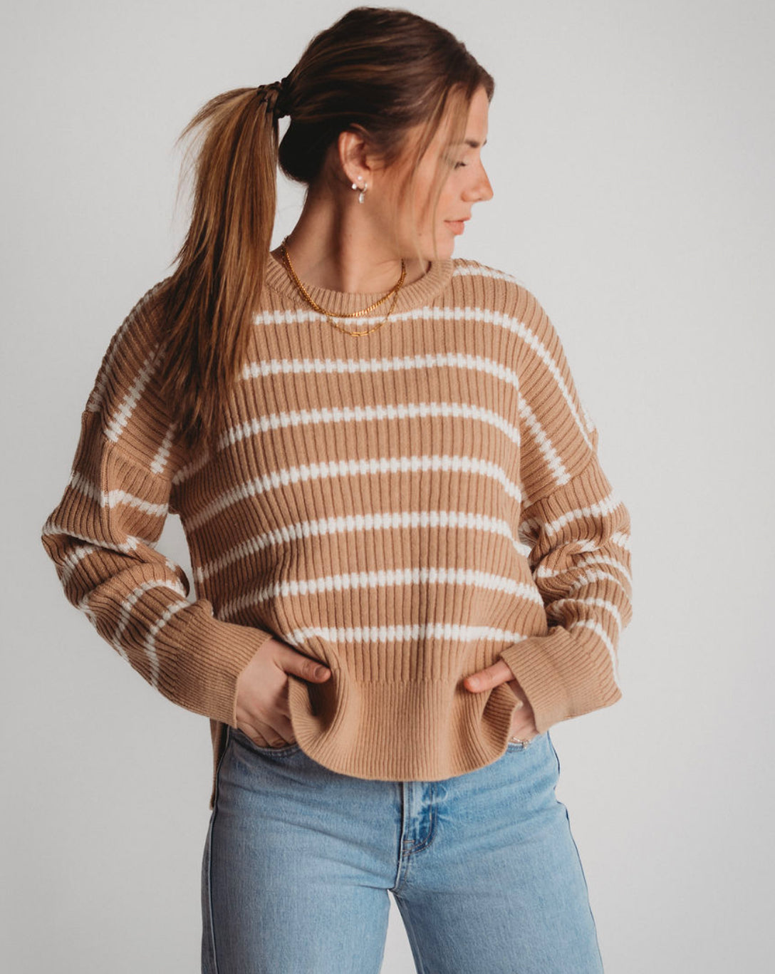 The Nova Neutral Striped Sweater