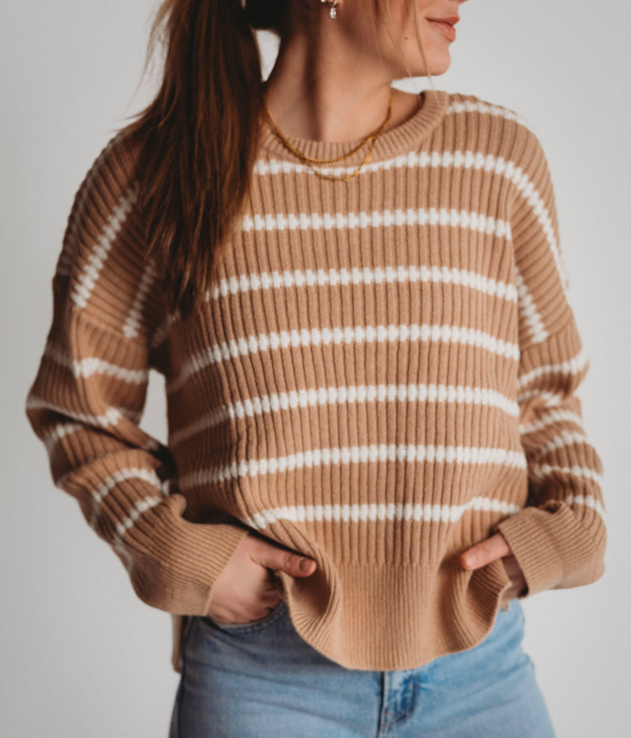 The Nova Neutral Striped Sweater