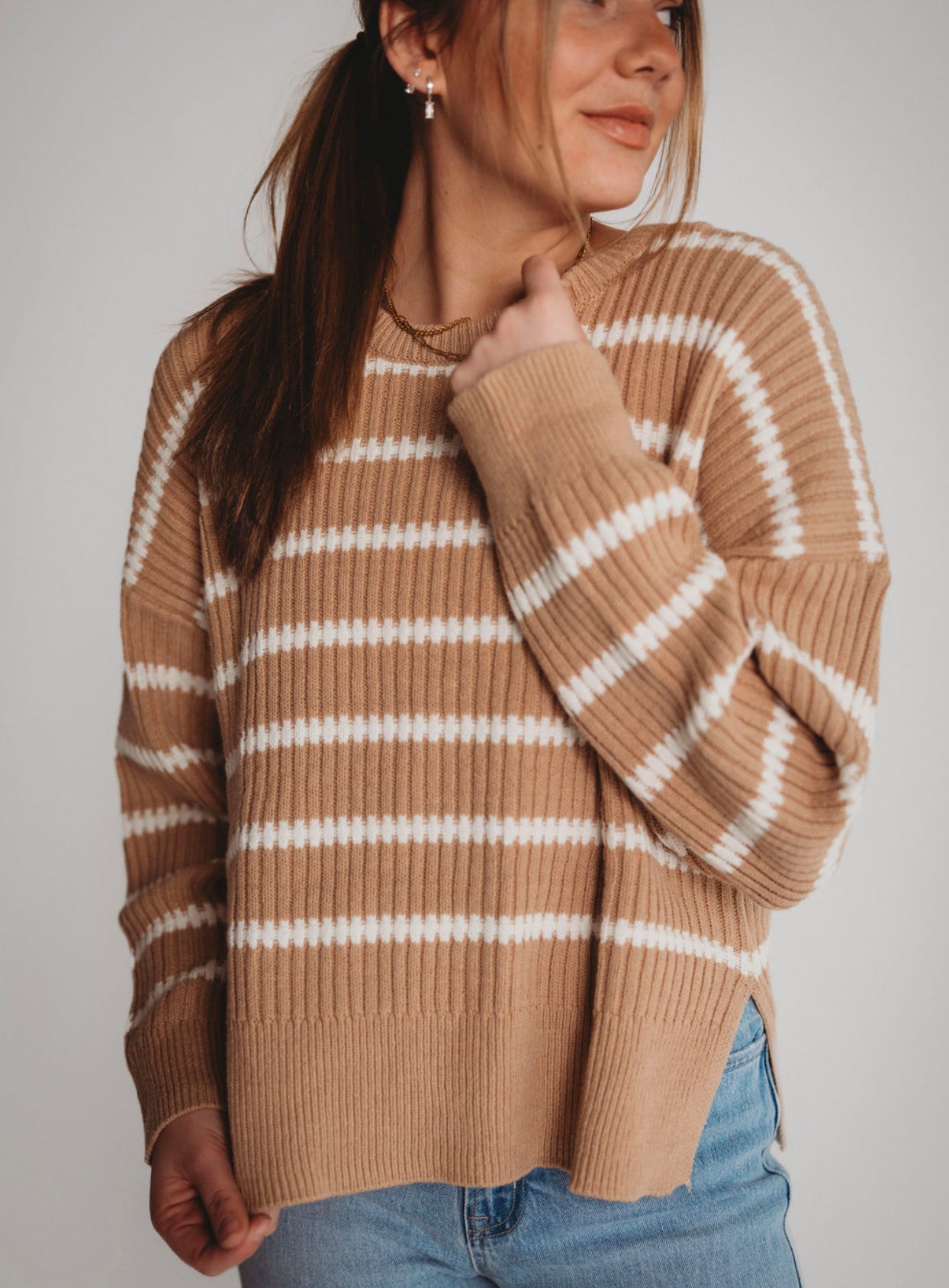 The Nova Neutral Striped Sweater