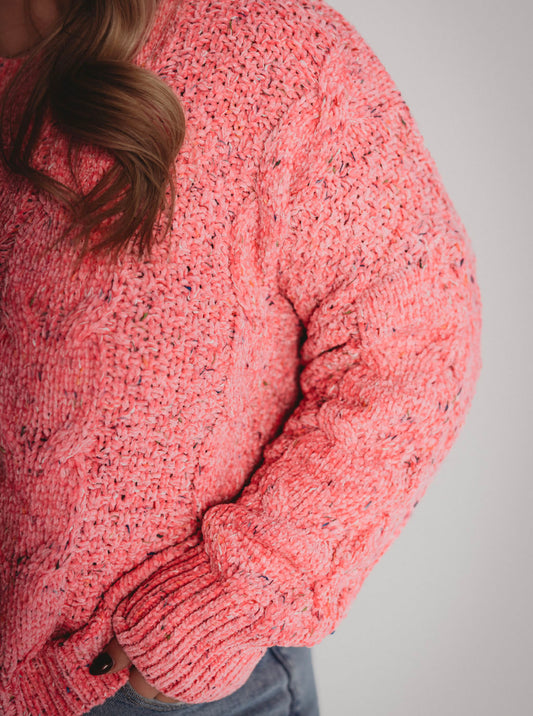 The Pretty In Pink Cable Knit Sweater