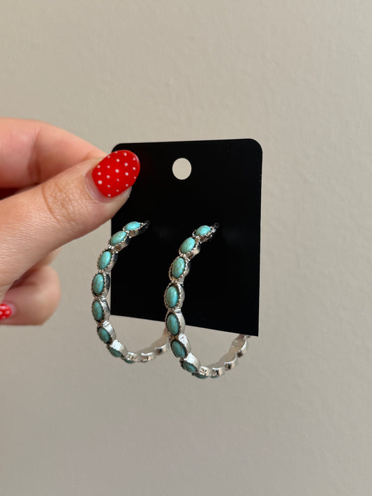 The Turquoise Stone Hoops