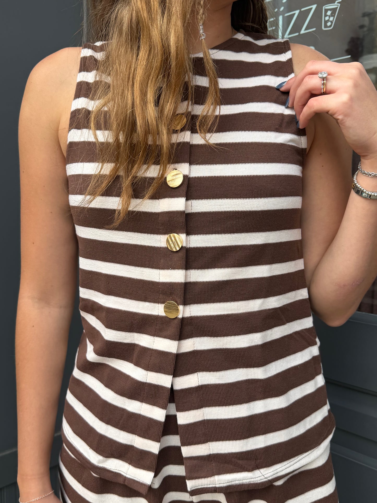 The Natalie Neutral  Striped Set