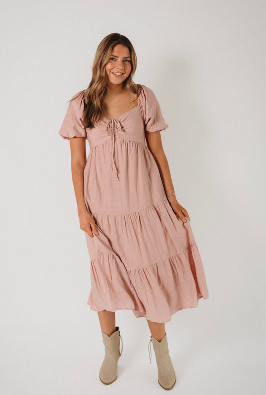 The Blush Pink Midi Tier Dress