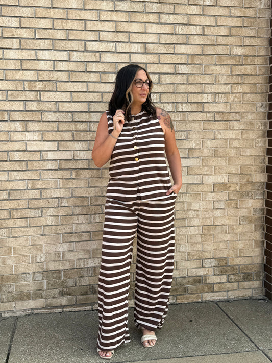 The Natalie Neutral  Striped Set