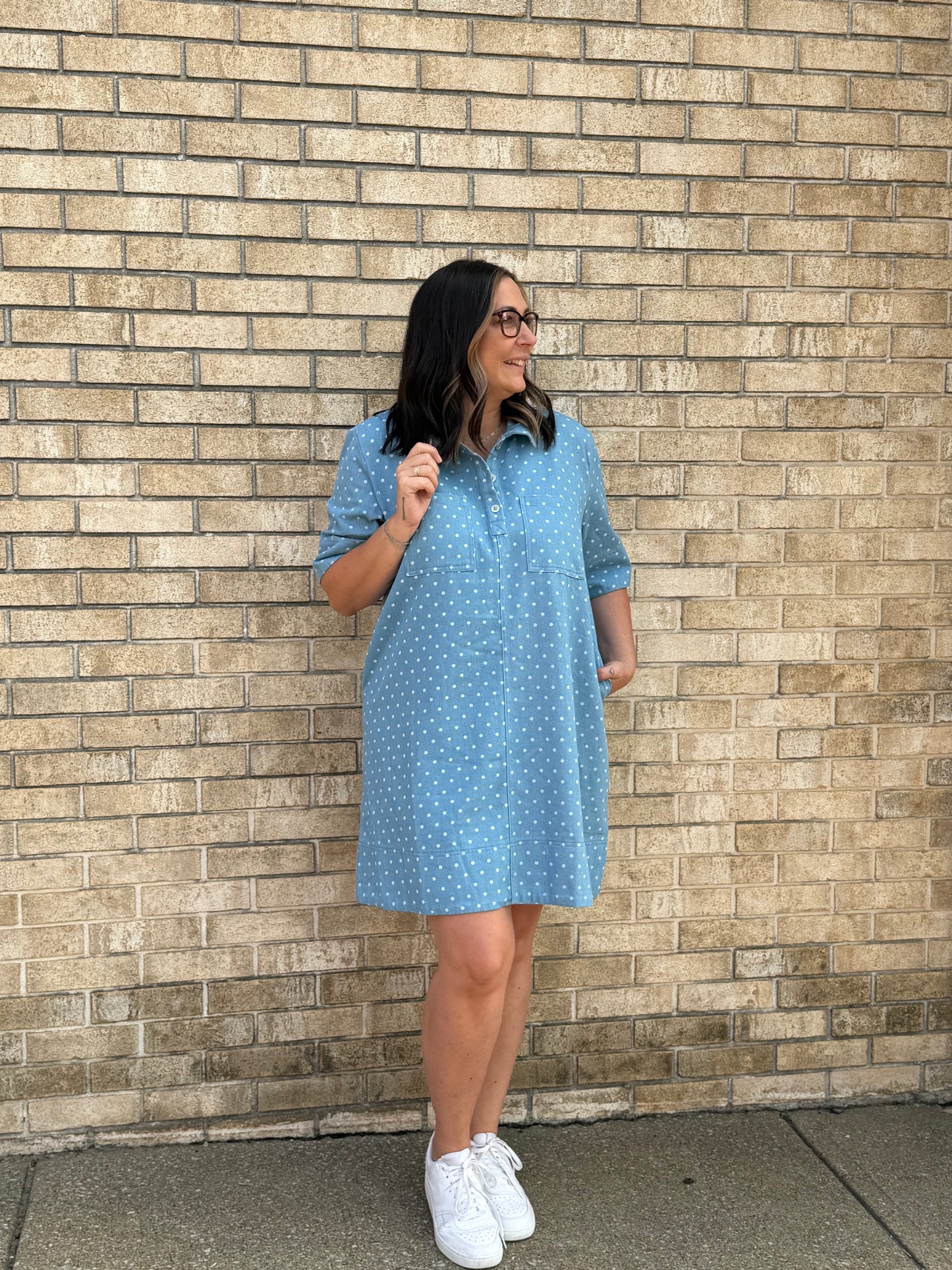The Polka Dot Denim Dress