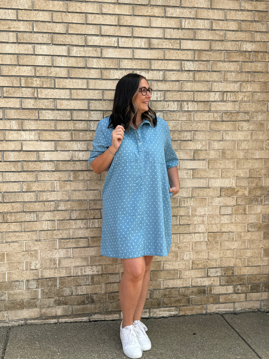 The Polka Dot Denim Dress