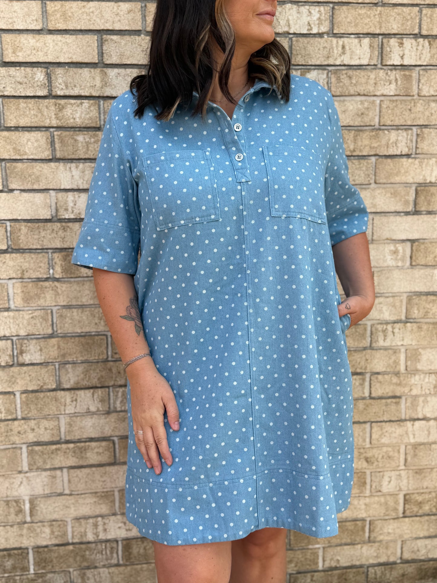 The Polka Dot Denim Dress