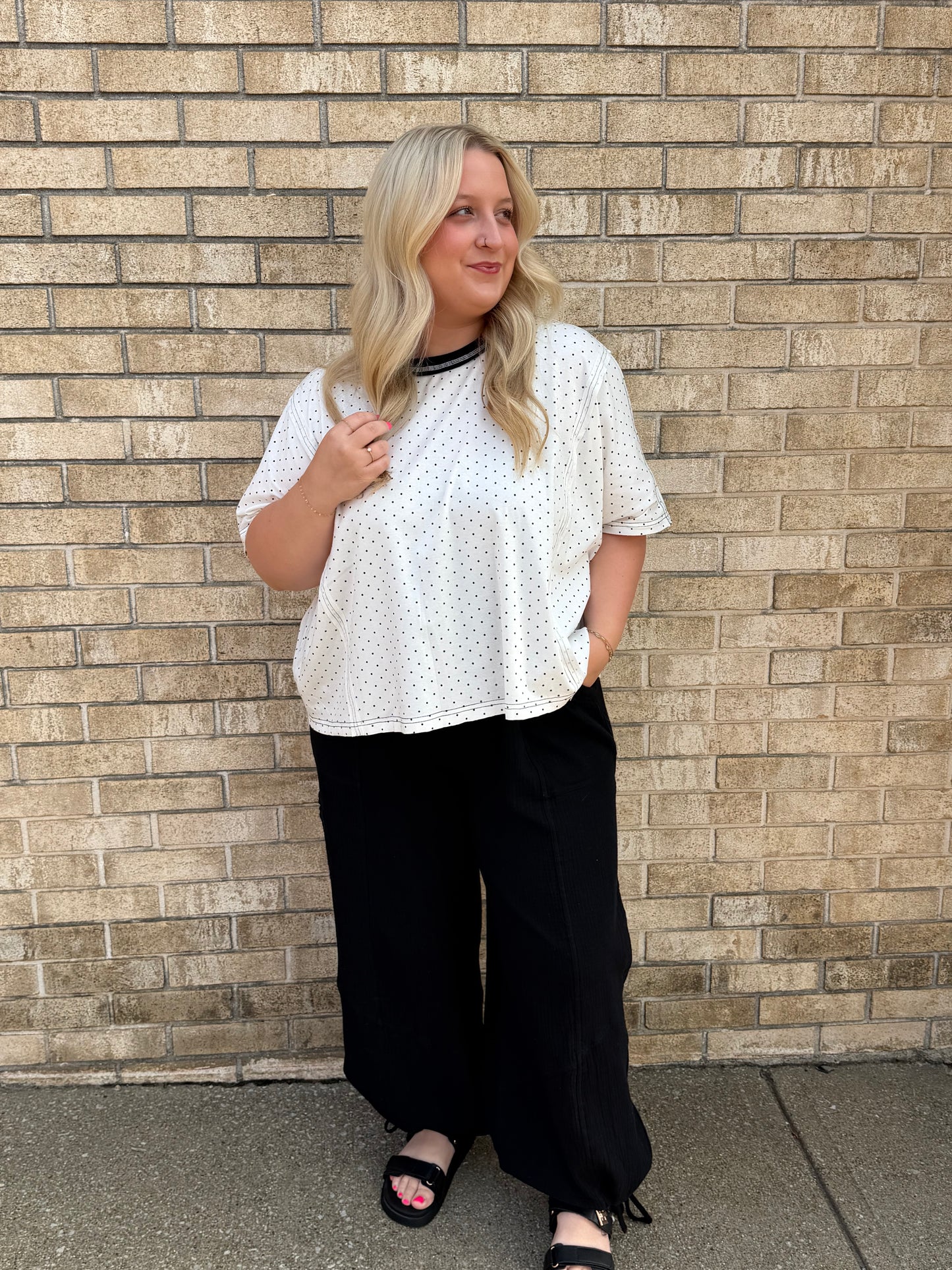 The Knit Polka Dot Oversized Top