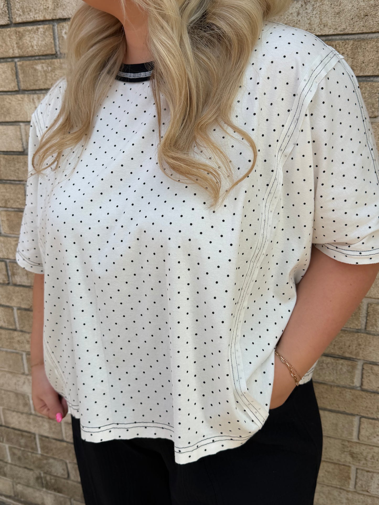 The Knit Polka Dot Oversized Top