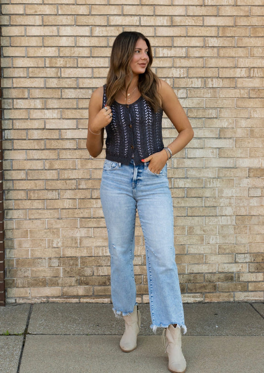 The Crochet Knit Button Tank