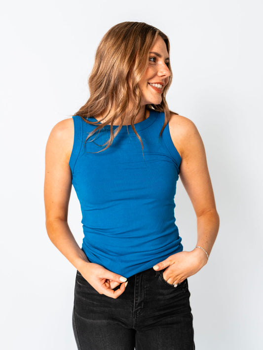 The Ribbed Round Neck Tank Tops