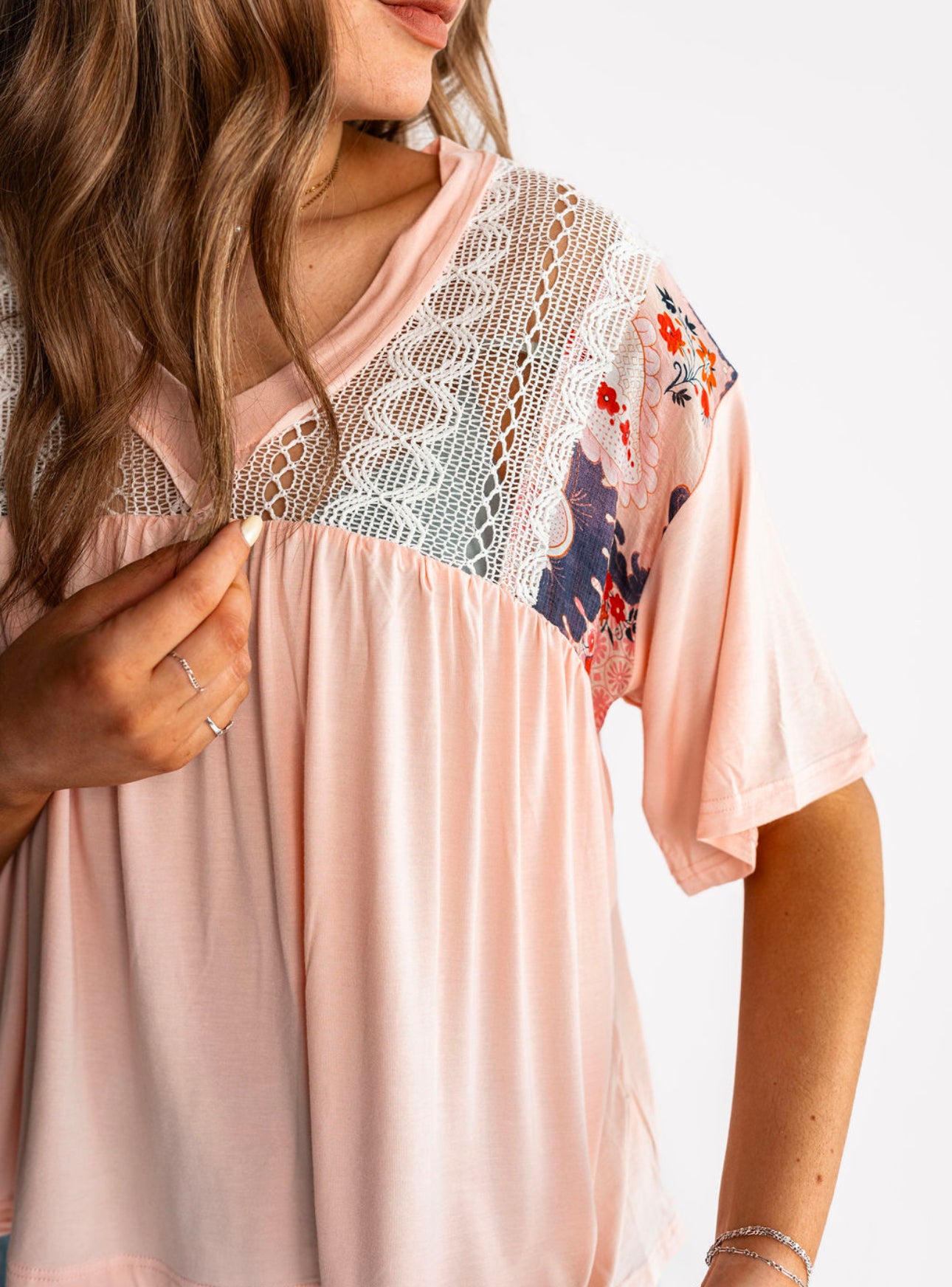 The Cloud Pink V Neck Top