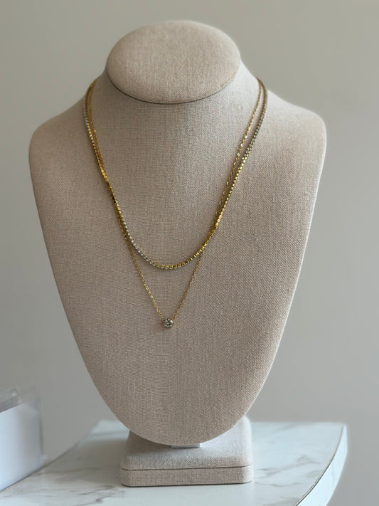 The Sparkle Gemstone Double Layer Necklace