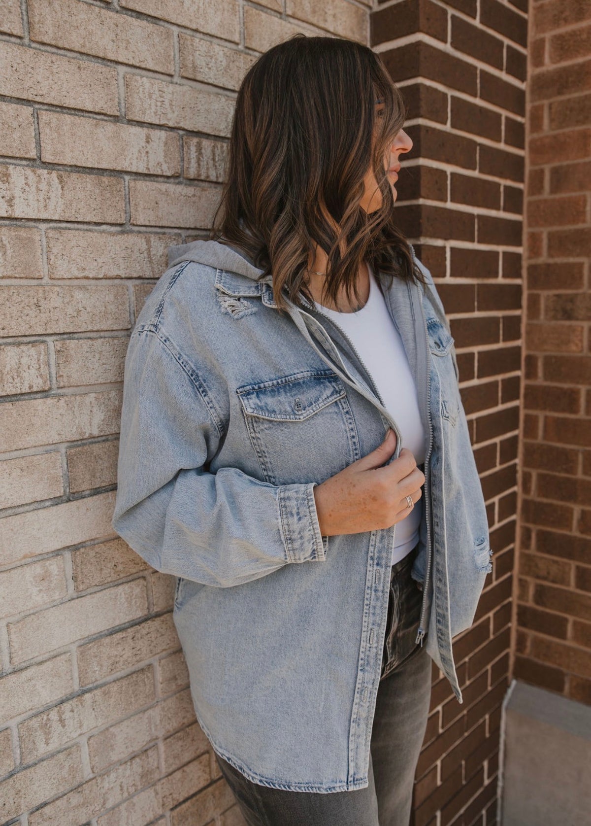 The Hooded Denim Zip Up