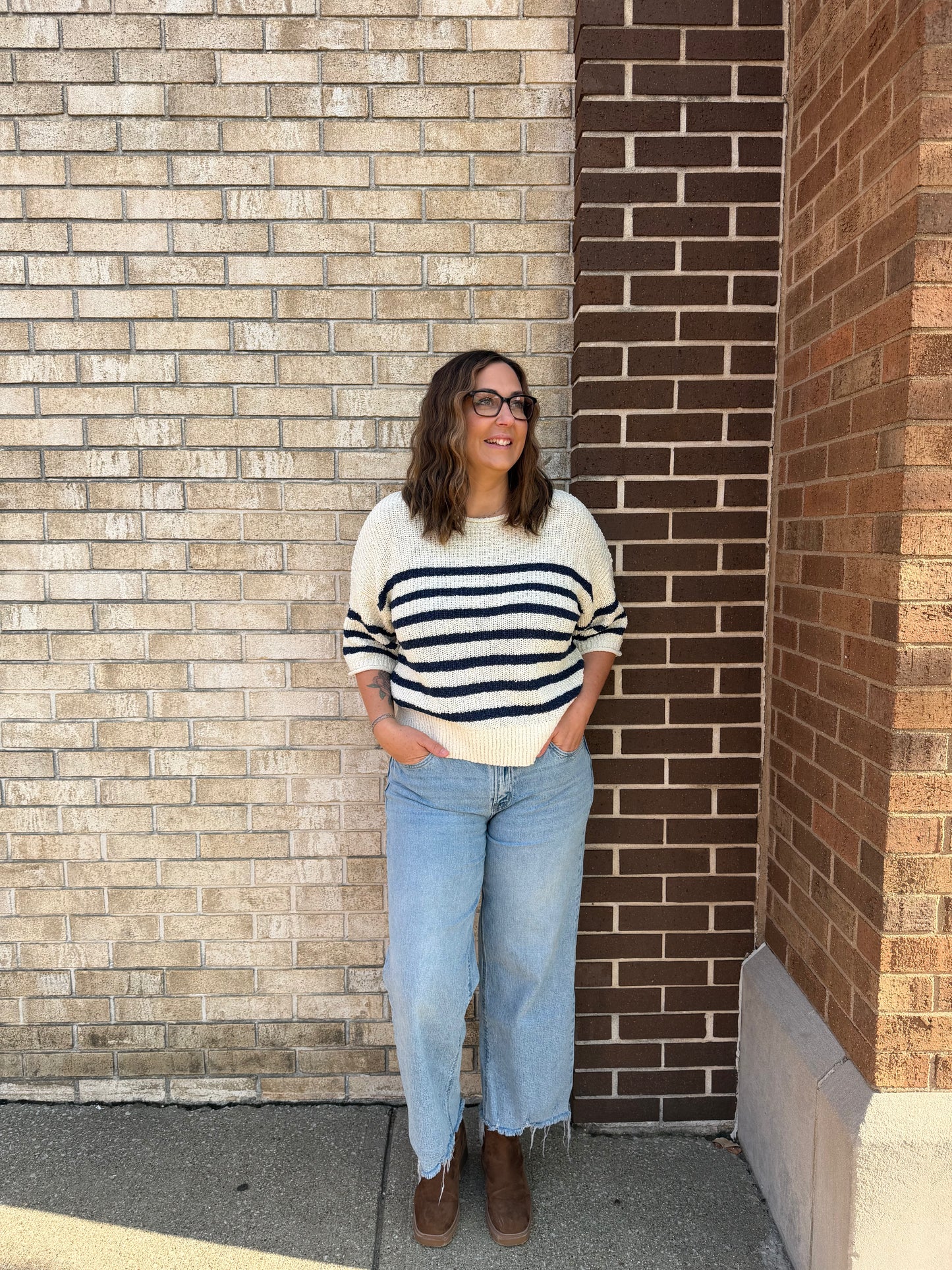 The Textured Stripe Knit Sweater