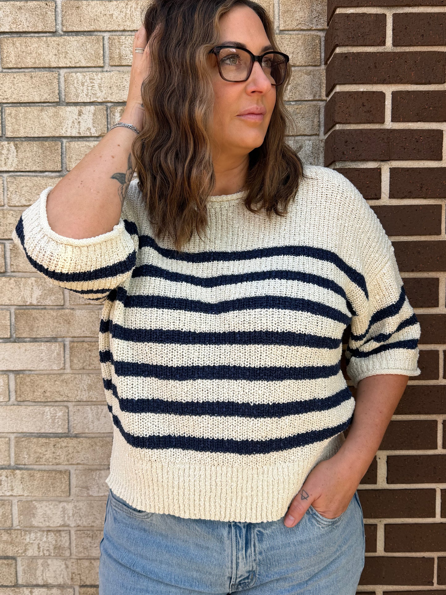 The Textured Stripe Knit Sweater
