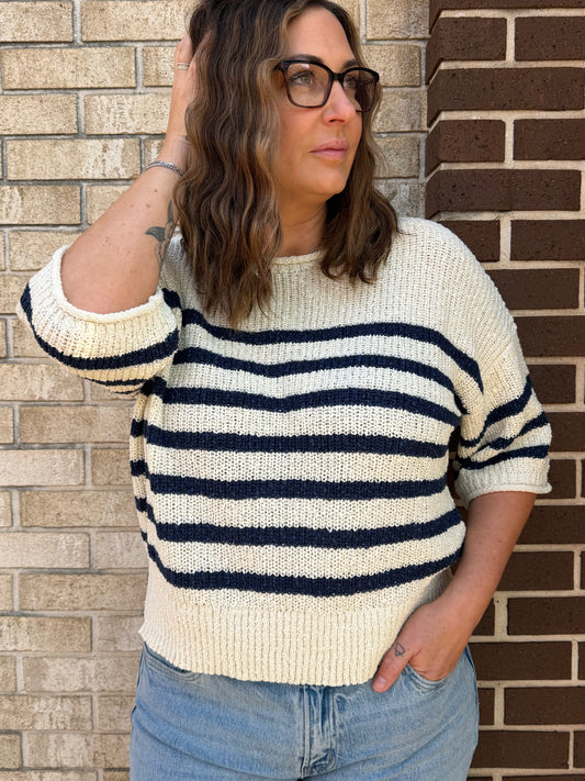 The Textured Stripe Knit Sweater