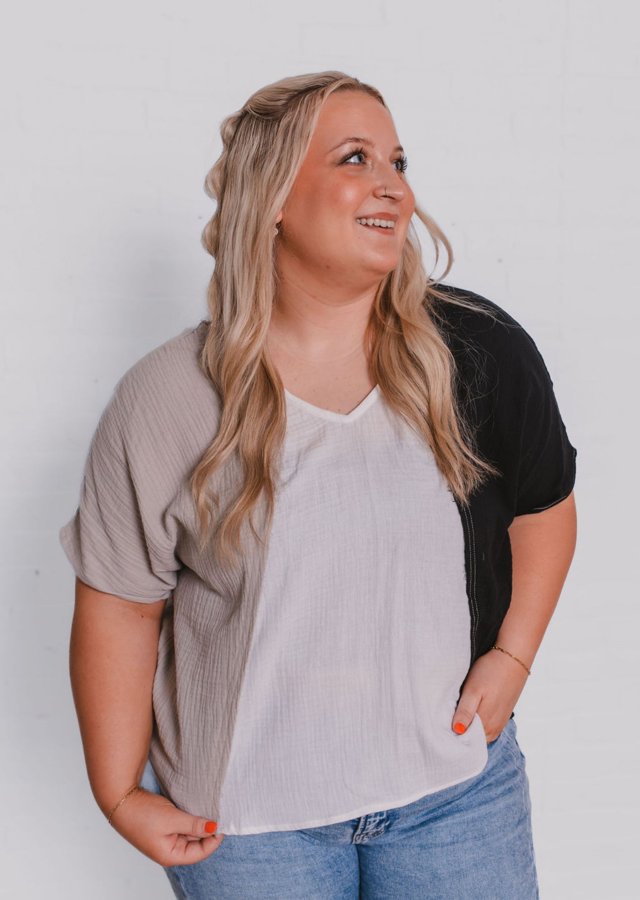 The Color Block Gauze Top