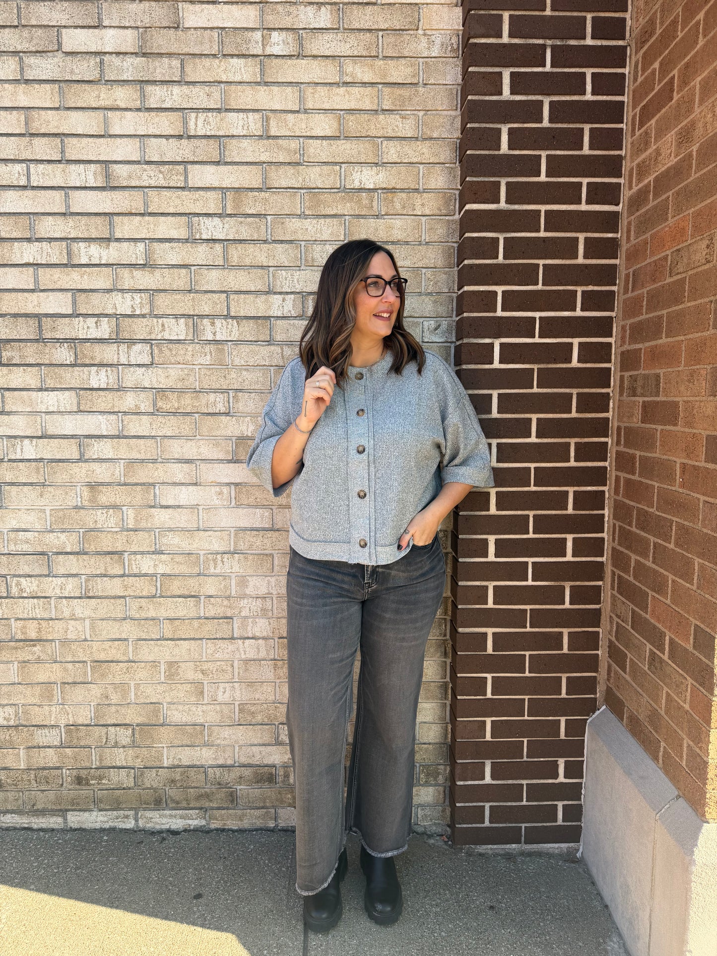 The Heather Grey Short Sleeve Top