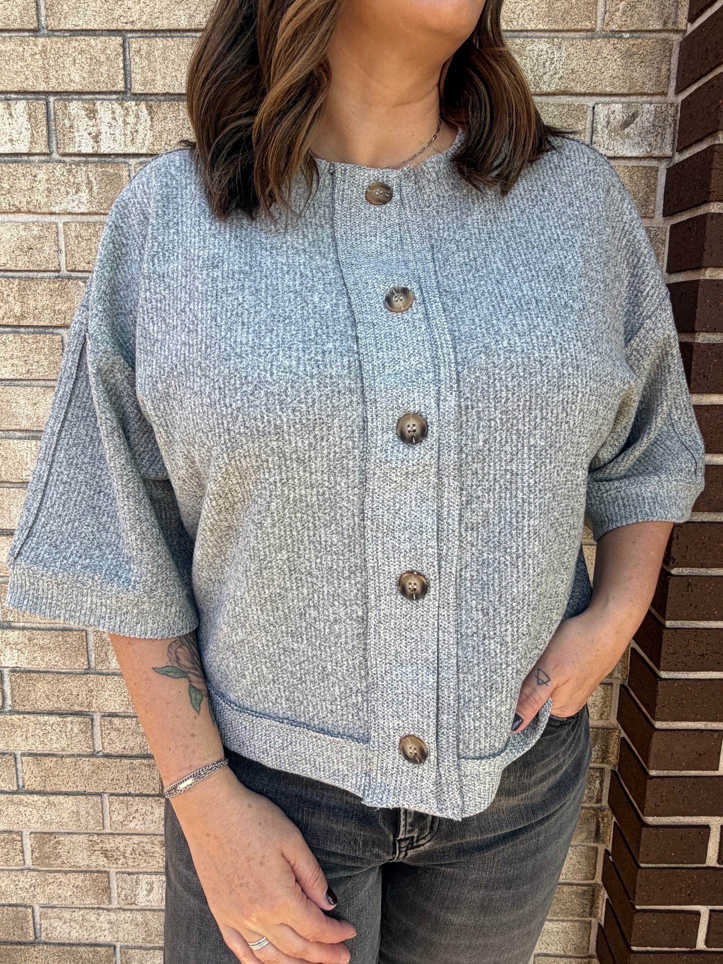 The Heather Grey Short Sleeve Top